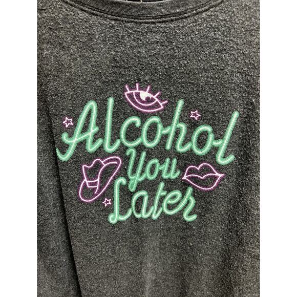 Wildfox “Alcohol You Later” Graphic Sweatshirt Sz S Gray Cozy Lounge Pullover - Picture 3 of 7